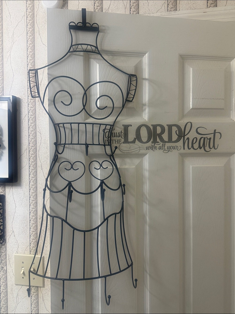 Black Wire Dress Form  Mannequin Jewelry Holder Over Door - Home Wall Decor